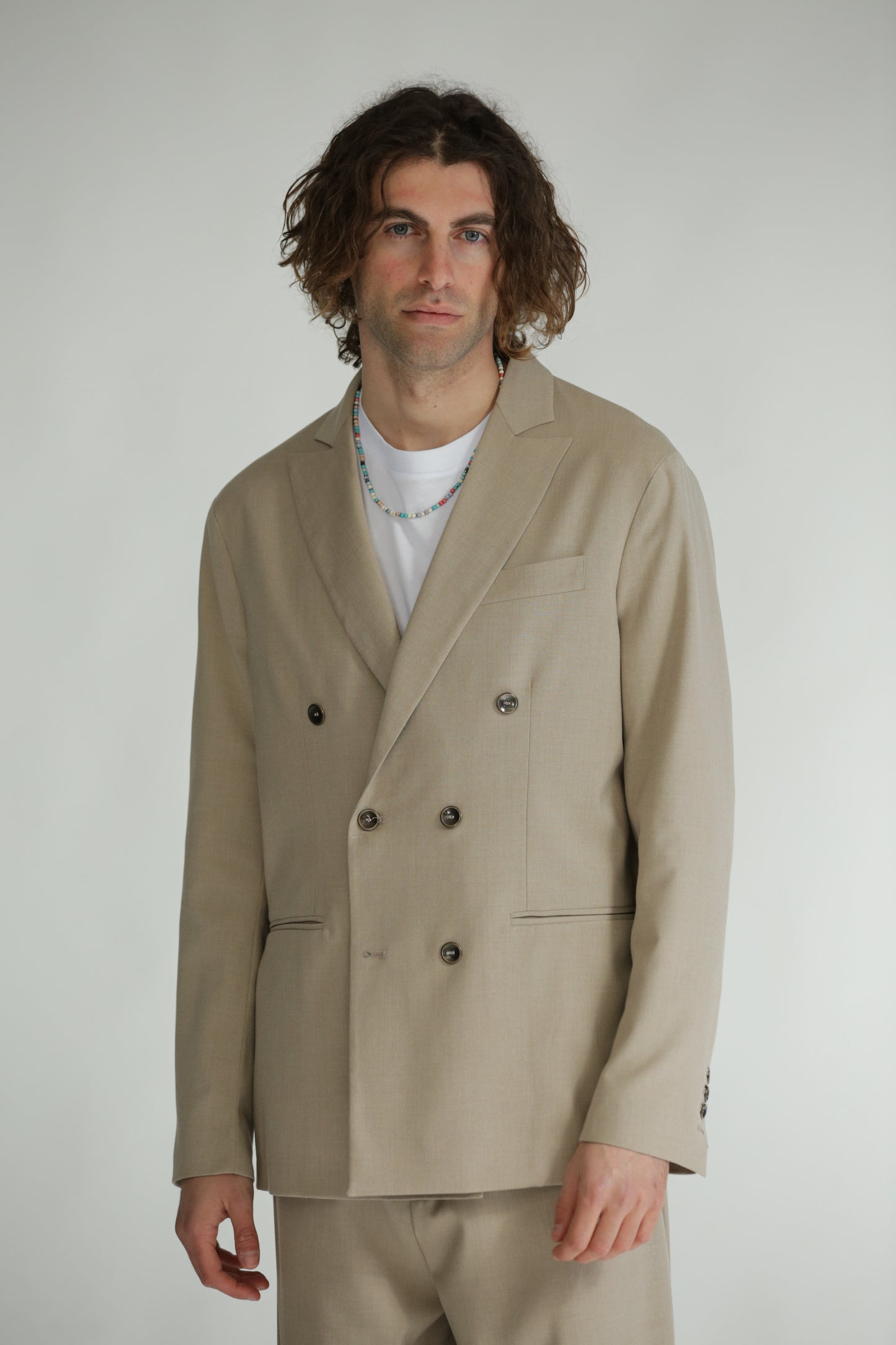 Giacca doppiopetto beige