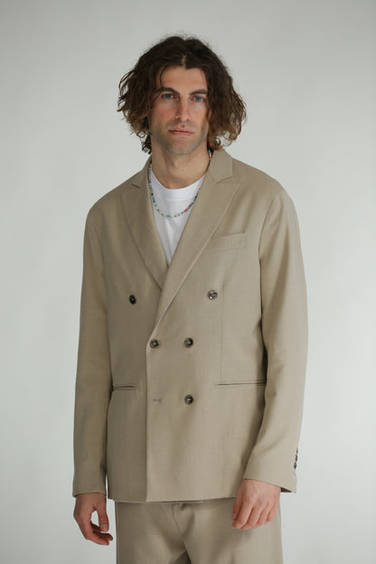 Giacca doppiopetto beige