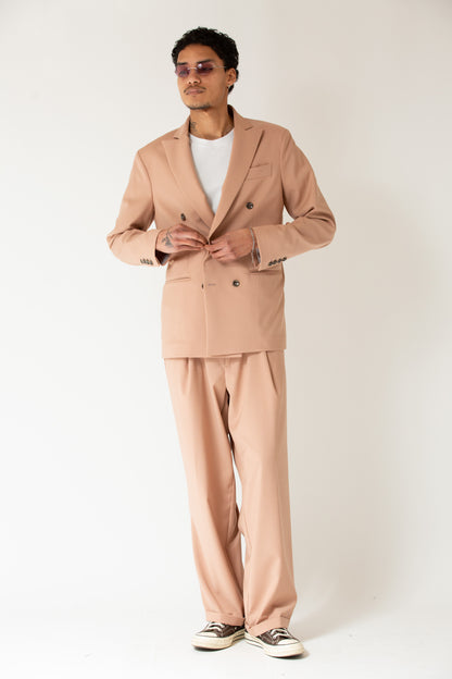 Pantalone vita alta fondo largo rosa
