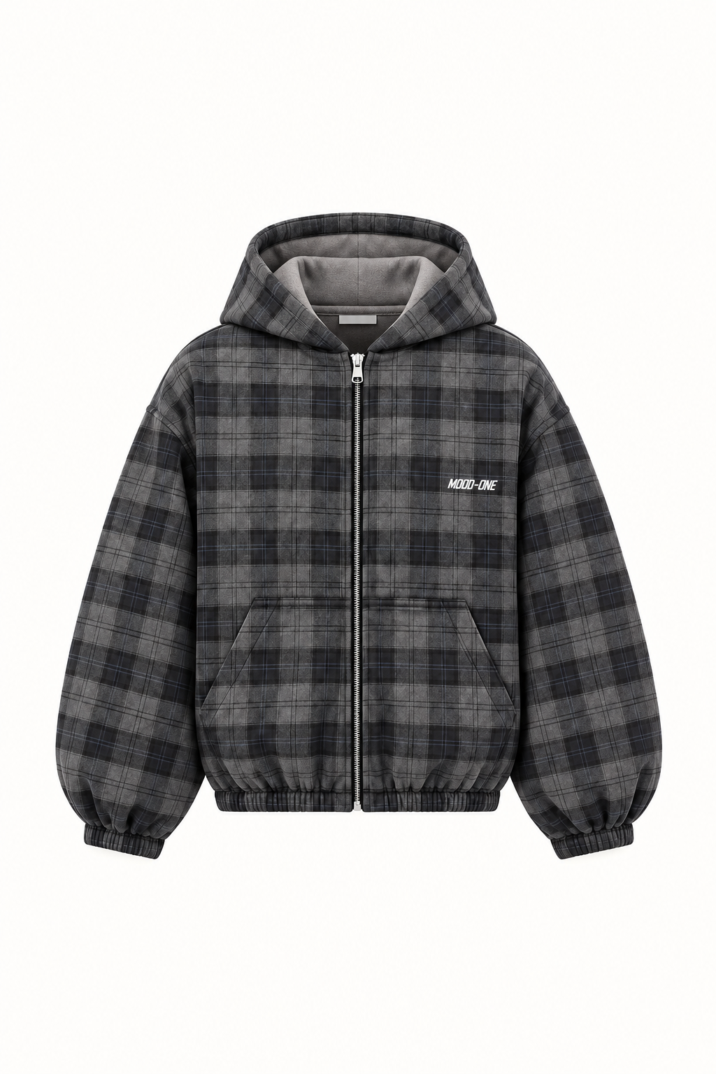 Grey / Grey Tartan Reversible Zip Hoodie