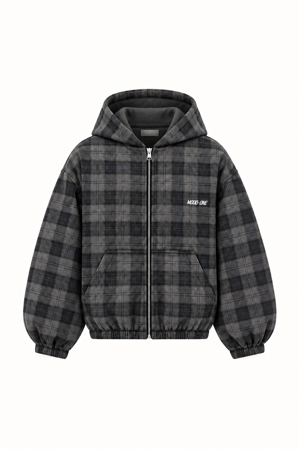 Charcoal / Grey Tartan Reversible Zip Hoodie