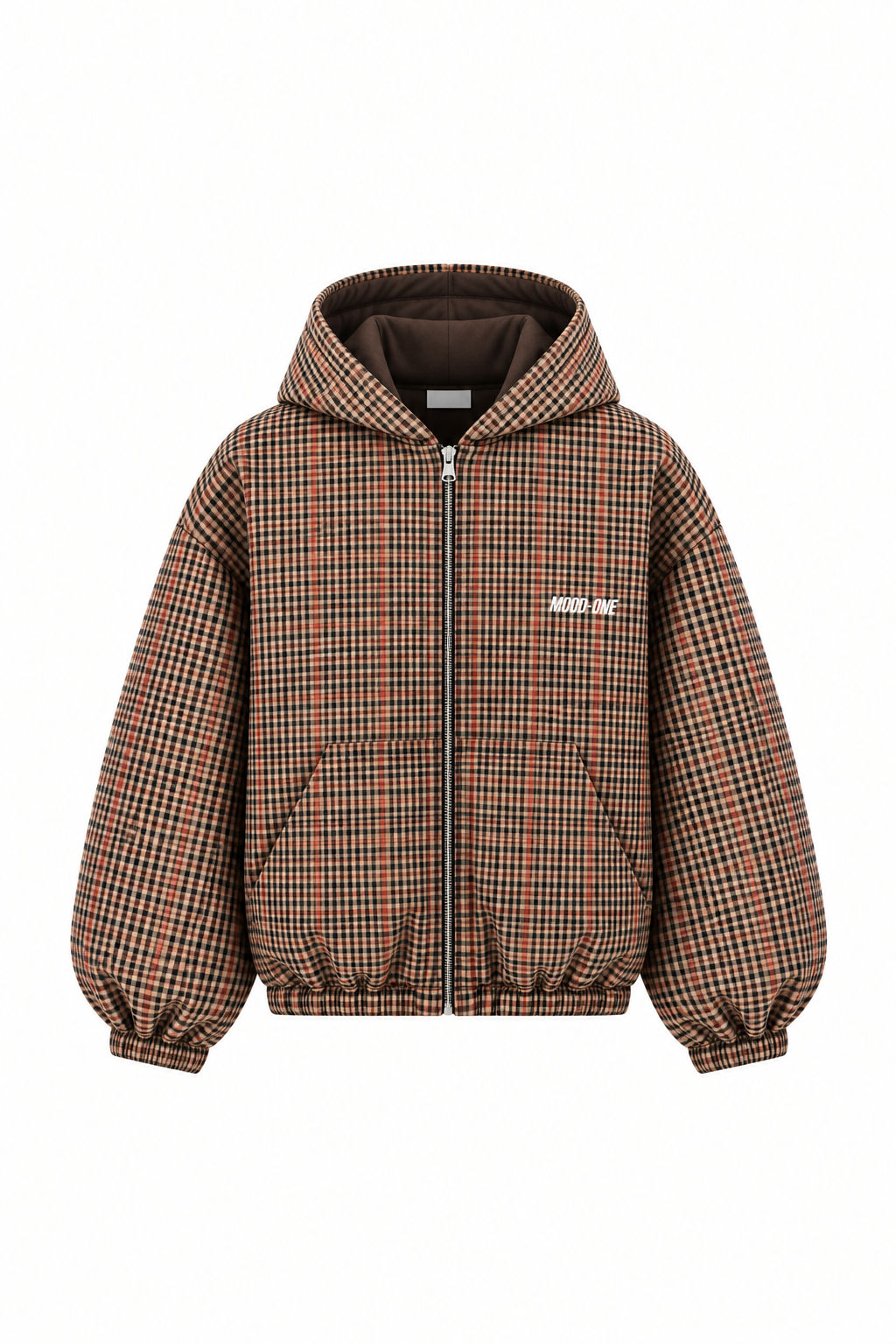 Black / Brown Tartan Reversible Zip Hoodie