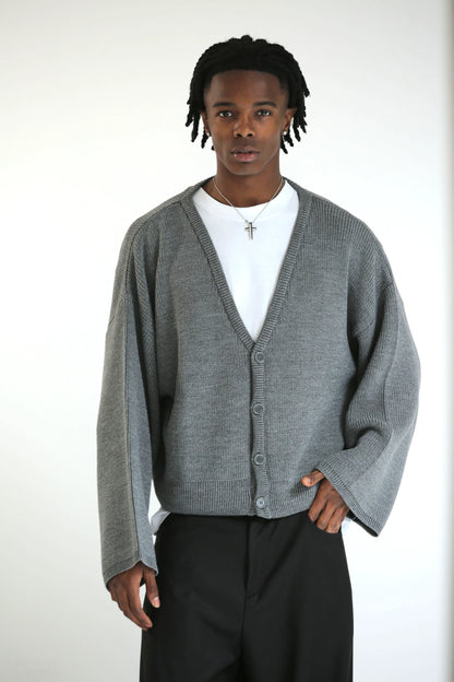 Cardigan oversize crop grigio