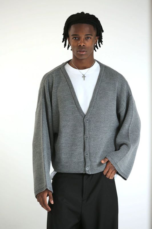Cardigan oversize crop grigio