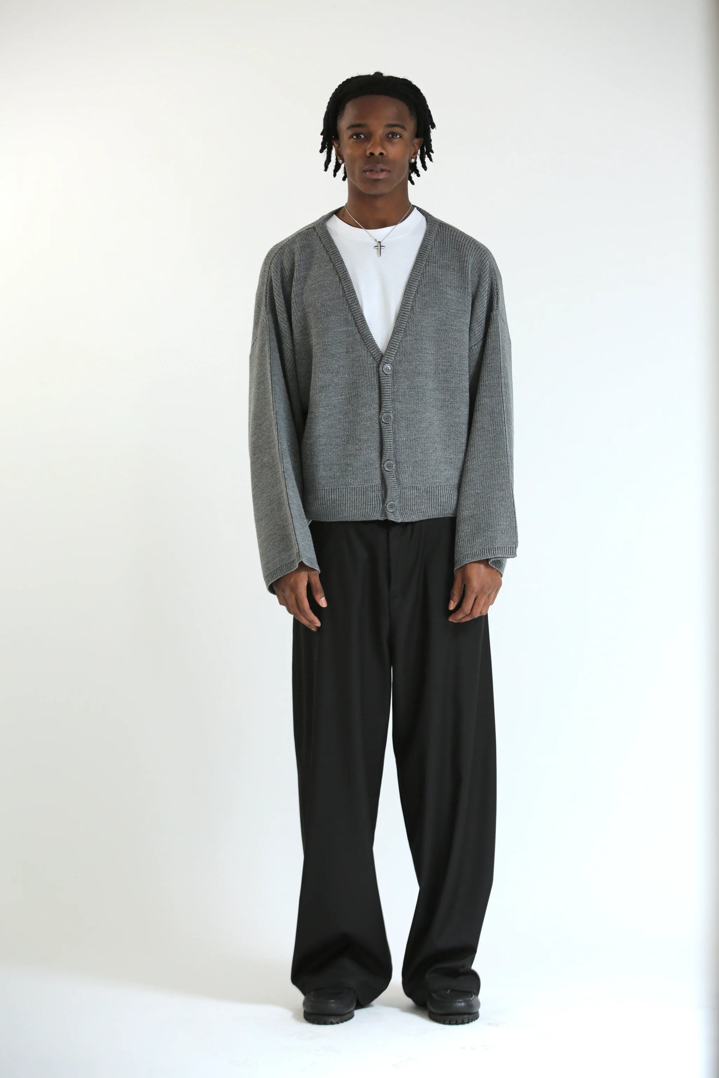 Cardigan oversize crop grigio