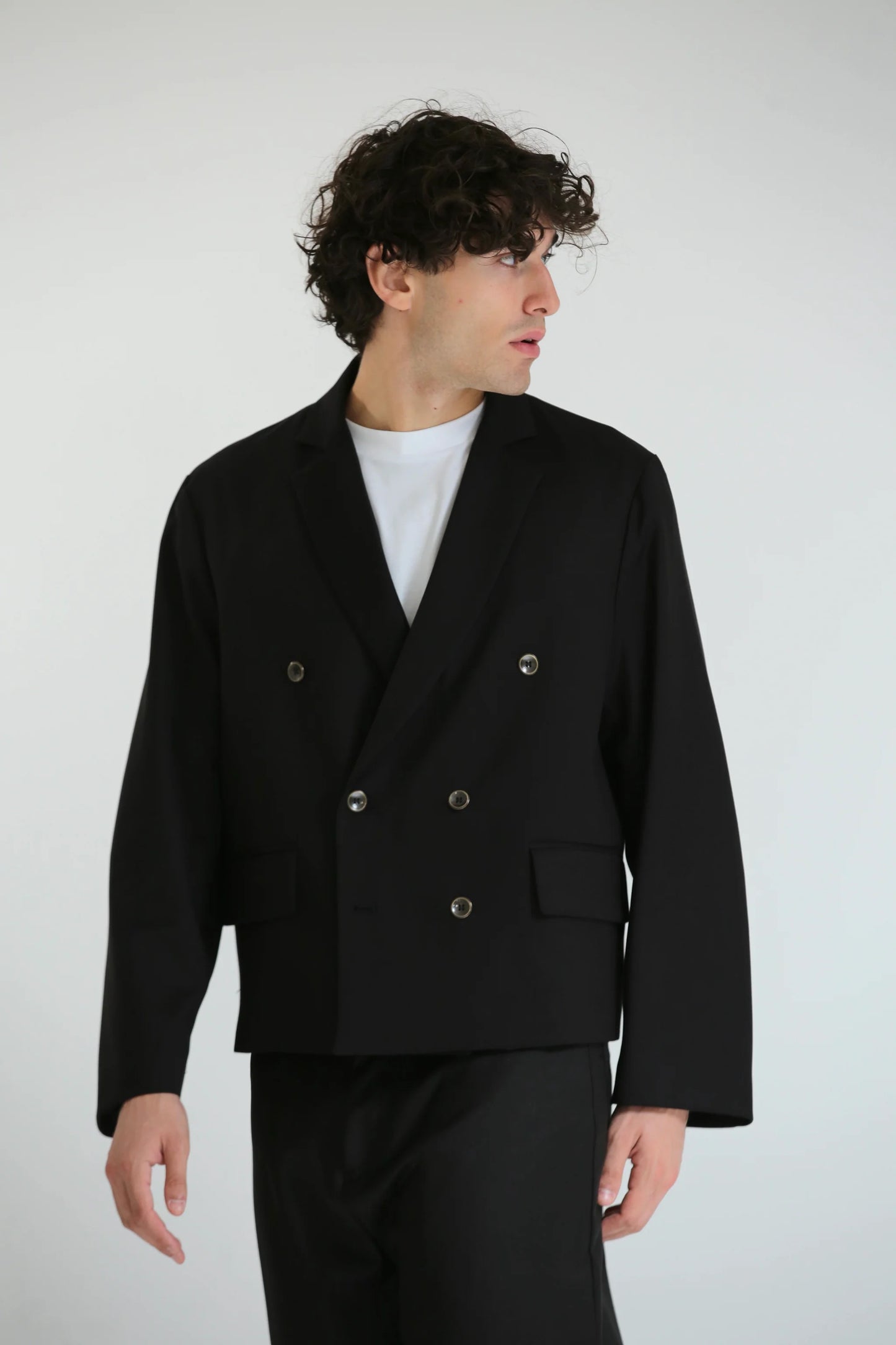 Giacca oversize doppiopetto crop