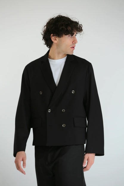 Giacca oversize doppiopetto crop