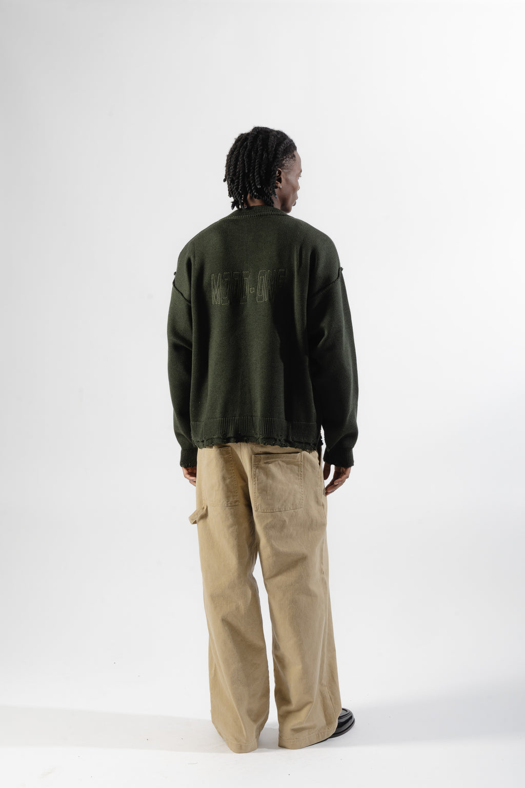 Green Distressed Knit Sweater