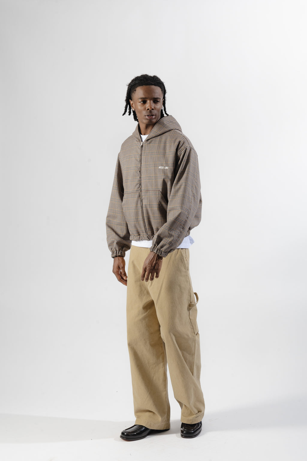 Green / Beige Tartan Reversible Zip Hoodie