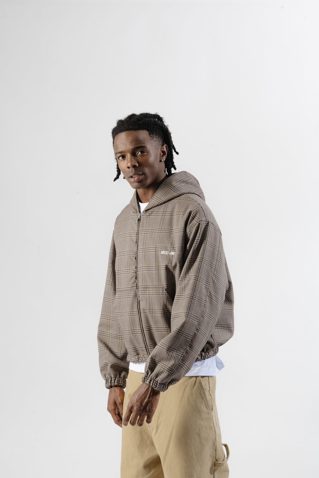 Green / Beige Tartan Reversible Zip Hoodie