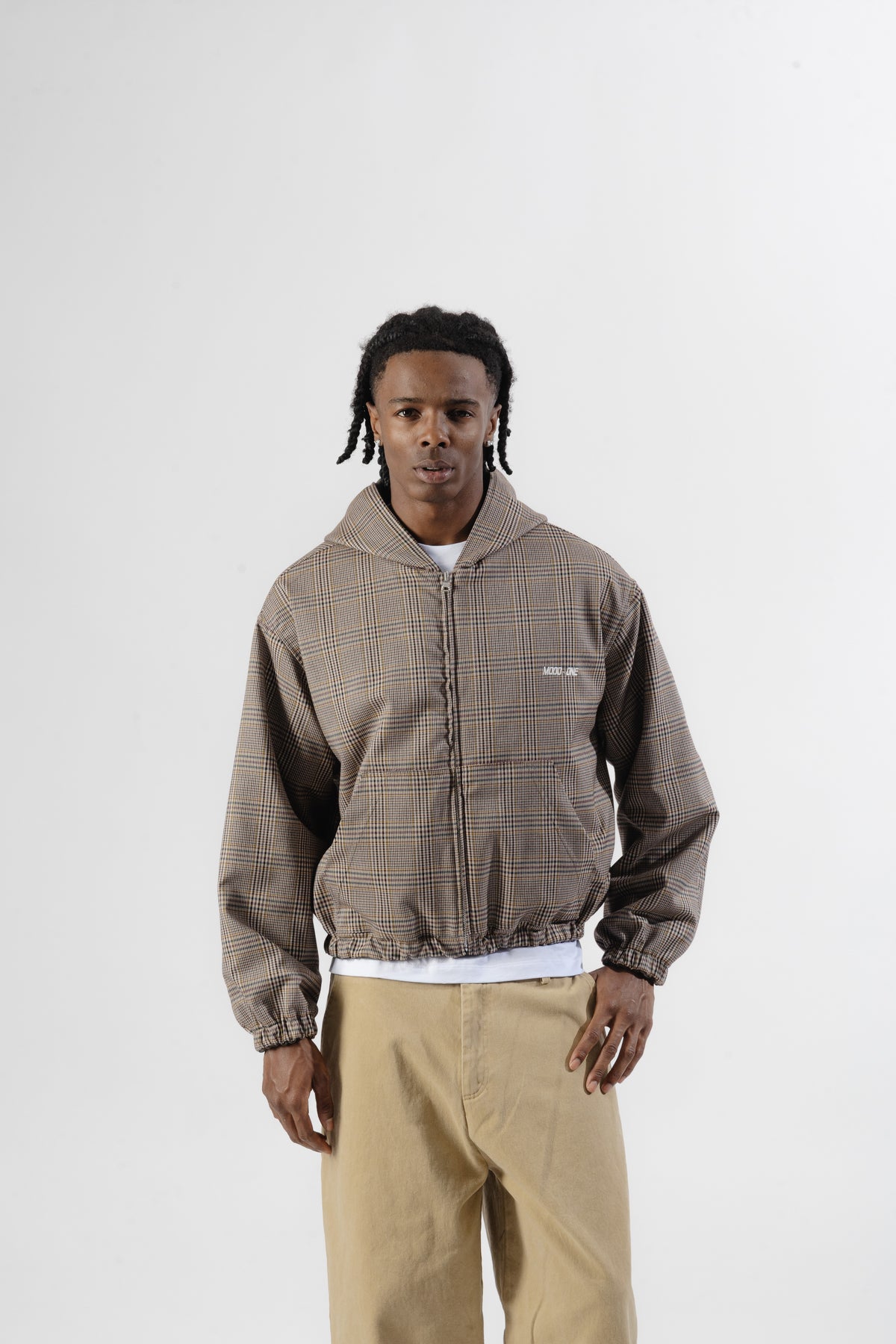 Green / Beige Tartan Reversible Zip Hoodie