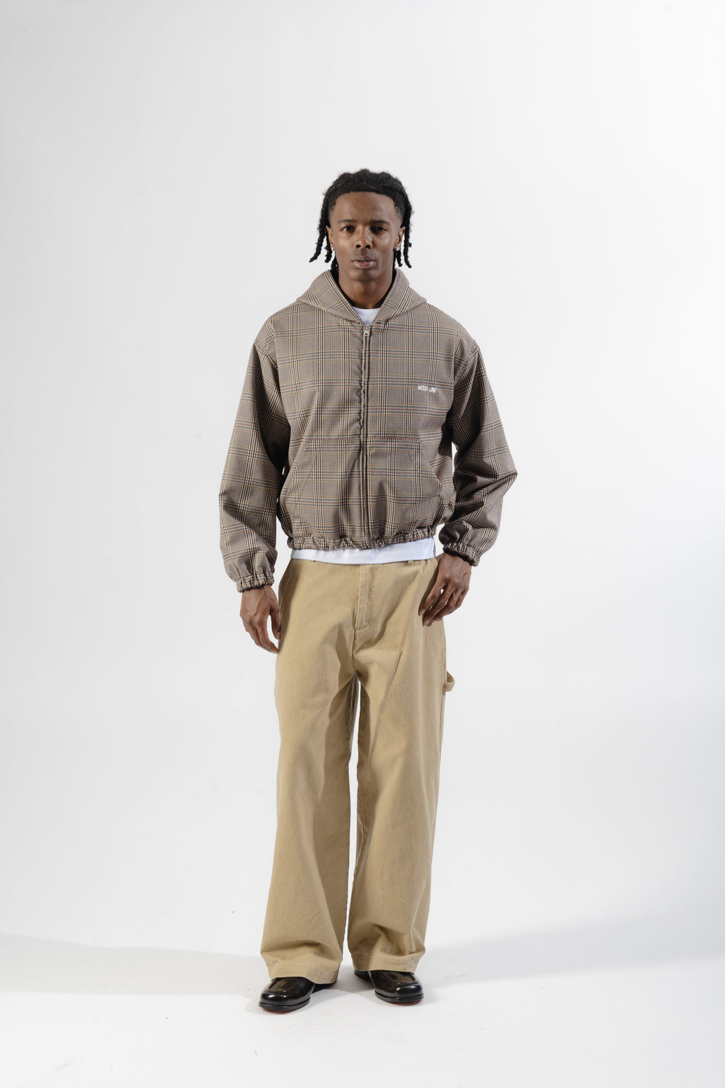 Green / Beige Tartan Reversible Zip Hoodie