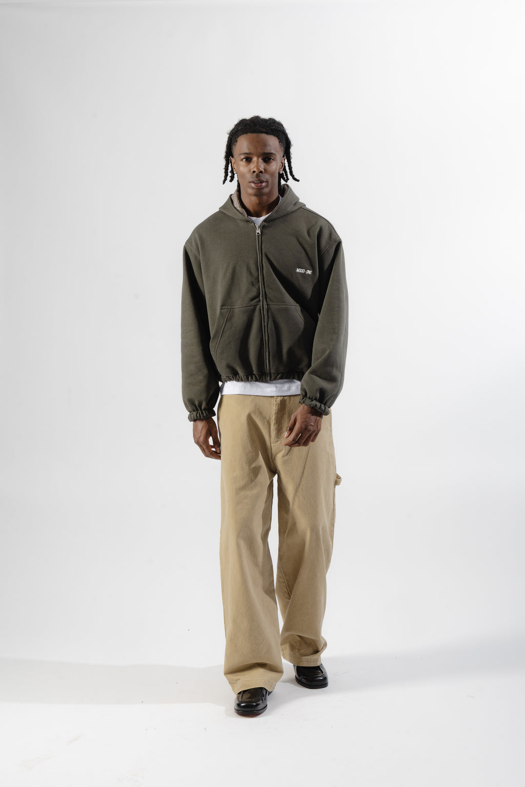 Green / Beige Tartan Reversible Zip Hoodie