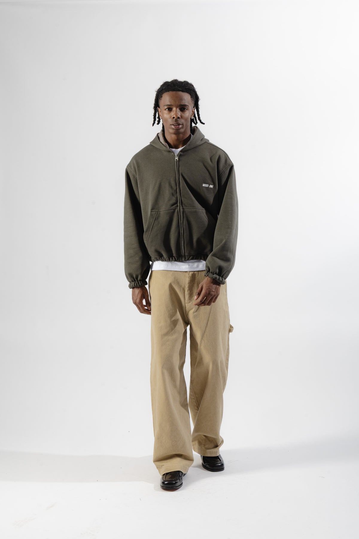 Green / Beige Tartan Reversible Zip Hoodie