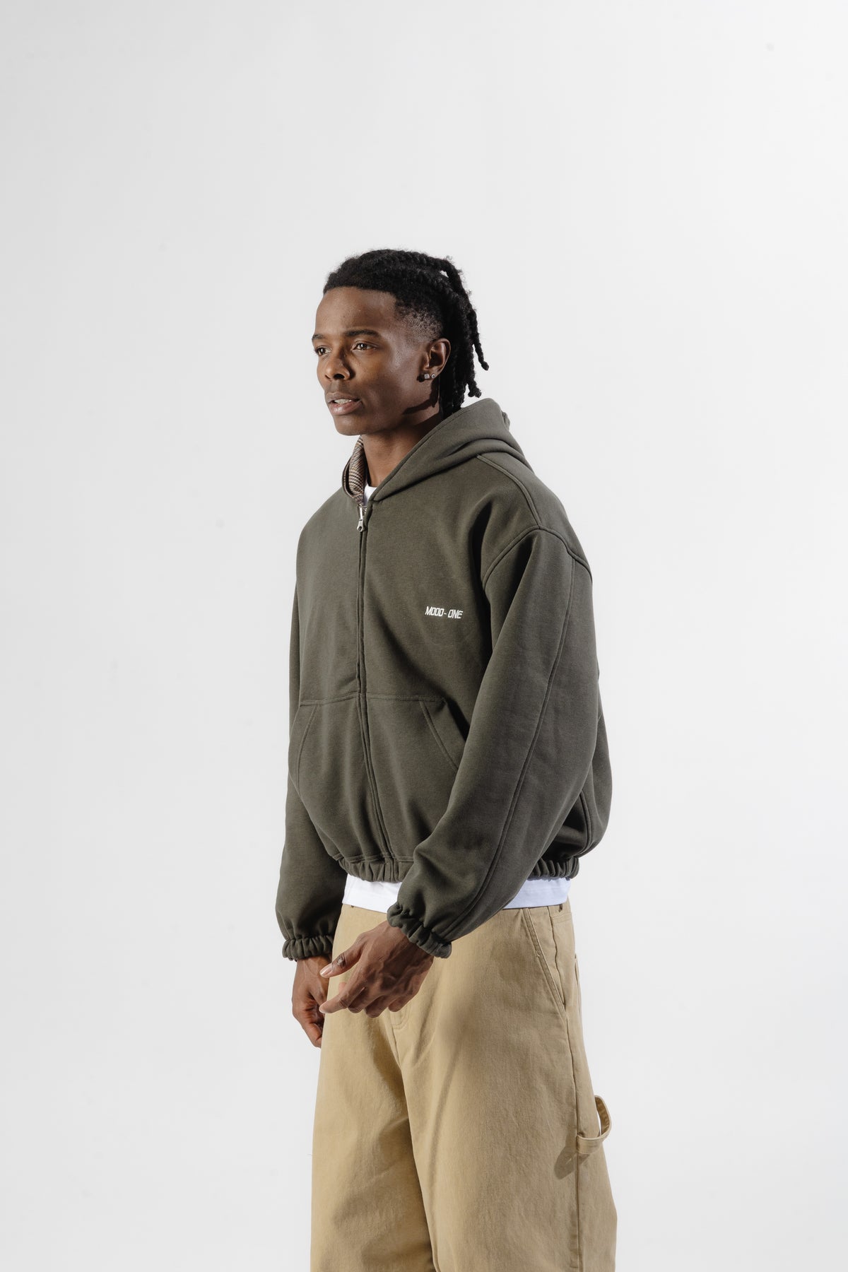 Green / Beige Tartan Reversible Zip Hoodie