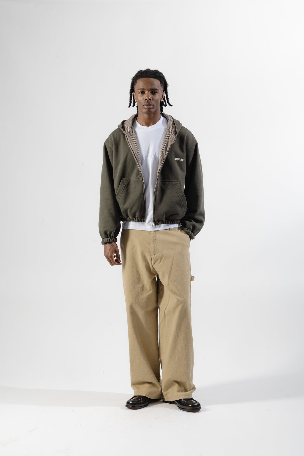 Green / Beige Tartan Reversible Zip Hoodie