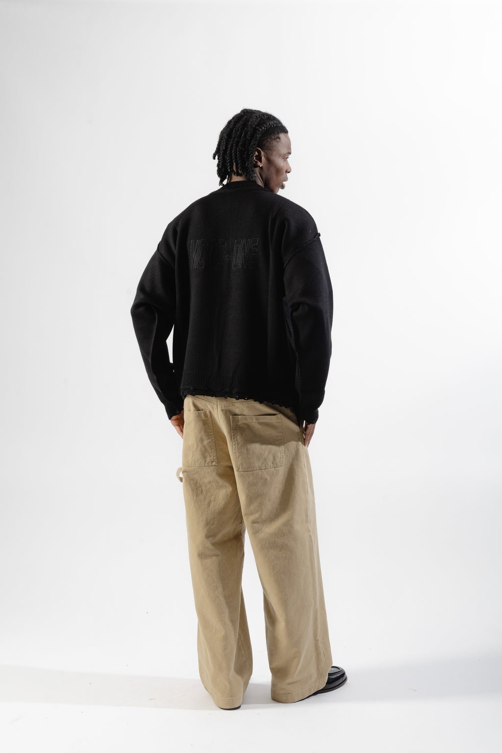 Black Distressed Knit Sweater