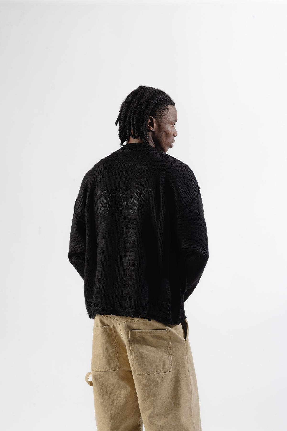 Black Distressed Knit Sweater
