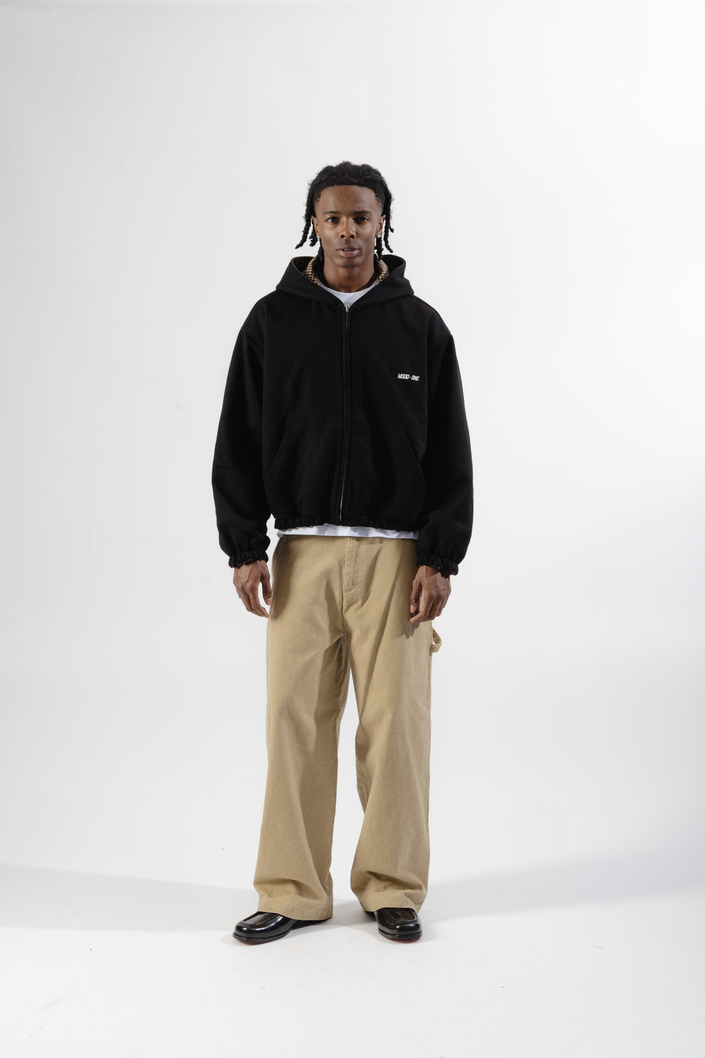 Black / Brown Tartan Reversible Zip Hoodie