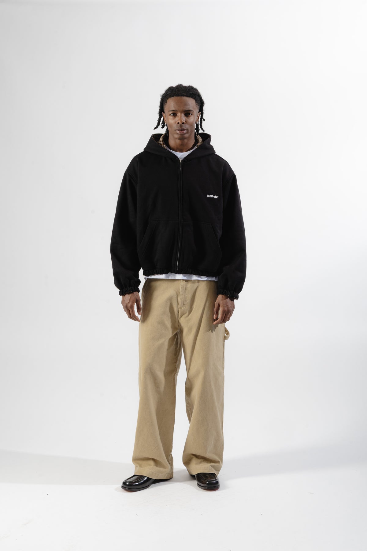 Black / Brown Tartan Reversible Zip Hoodie