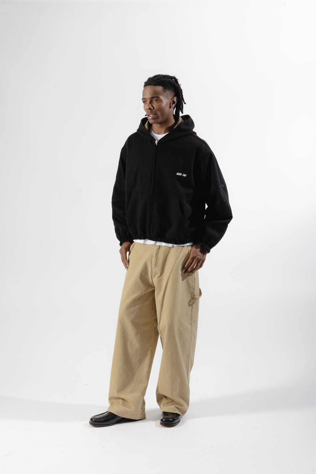 Black / Brown Tartan Reversible Zip Hoodie