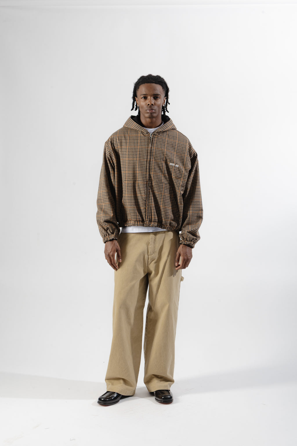 Black / Brown Tartan Reversible Zip Hoodie