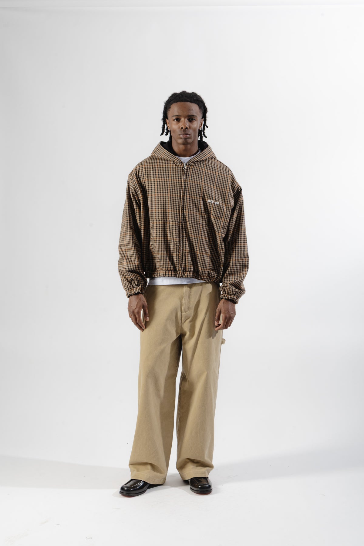 Black / Brown Tartan Reversible Zip Hoodie