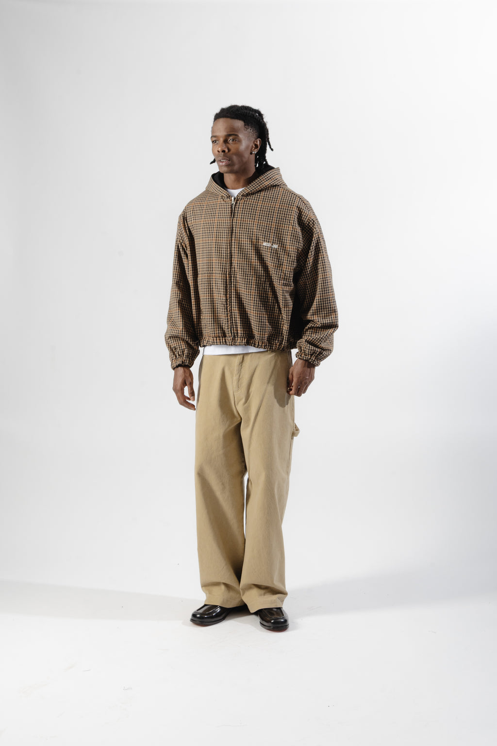 Black / Brown Tartan Reversible Zip Hoodie