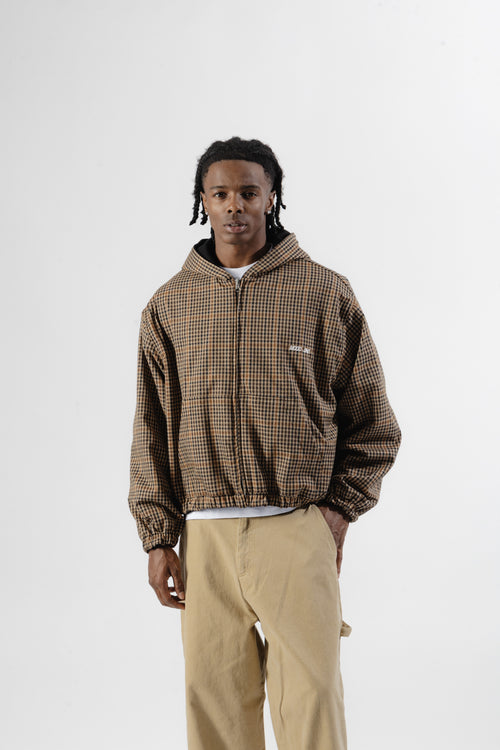 Black / Brown Tartan Reversible Zip Hoodie