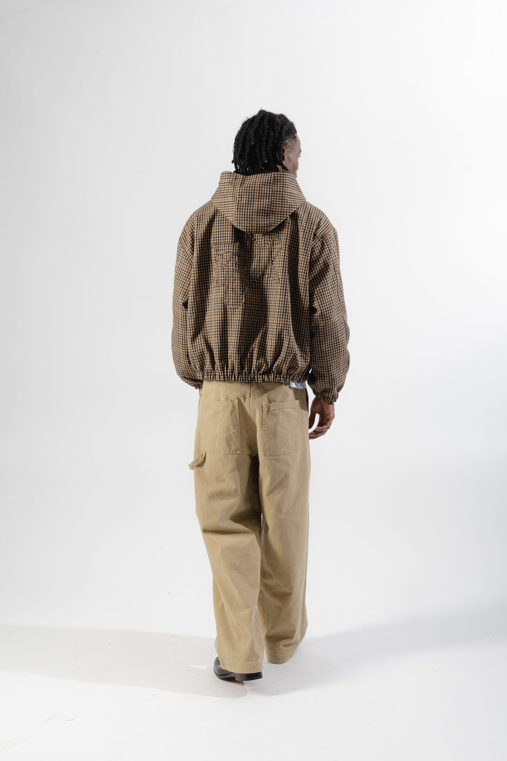 Black / Brown Tartan Reversible Zip Hoodie
