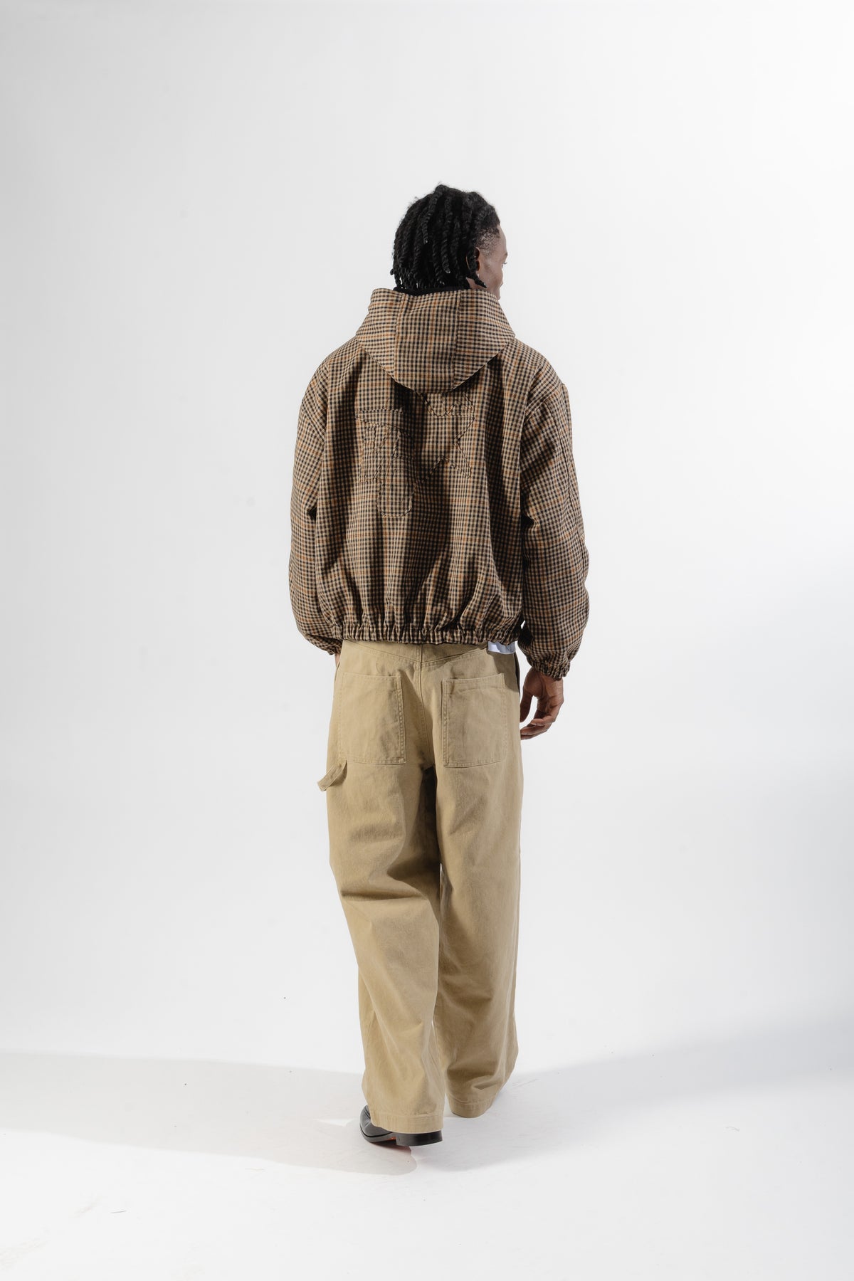 Black / Brown Tartan Reversible Zip Hoodie