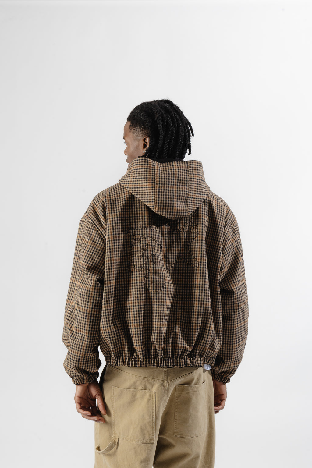 Black / Brown Tartan Reversible Zip Hoodie