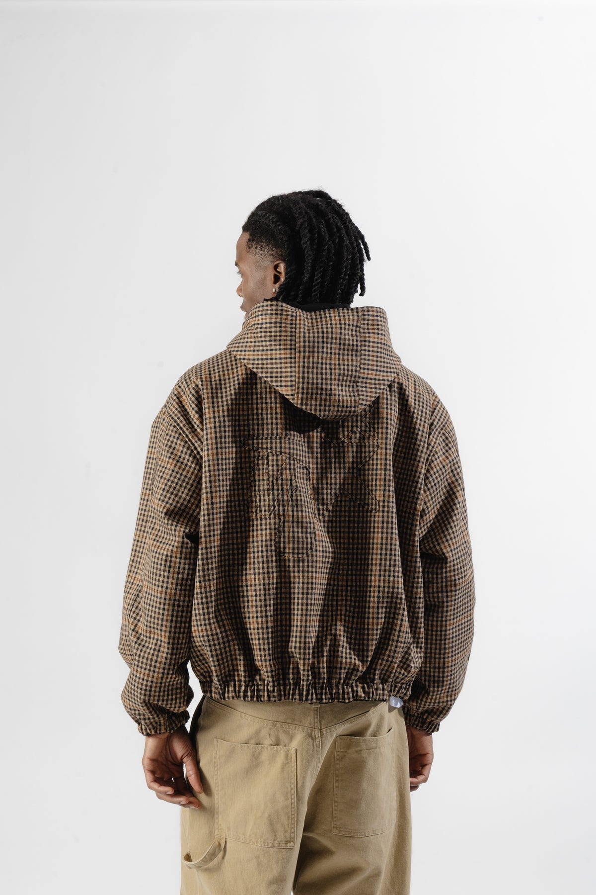 Black / Brown Tartan Reversible Zip Hoodie