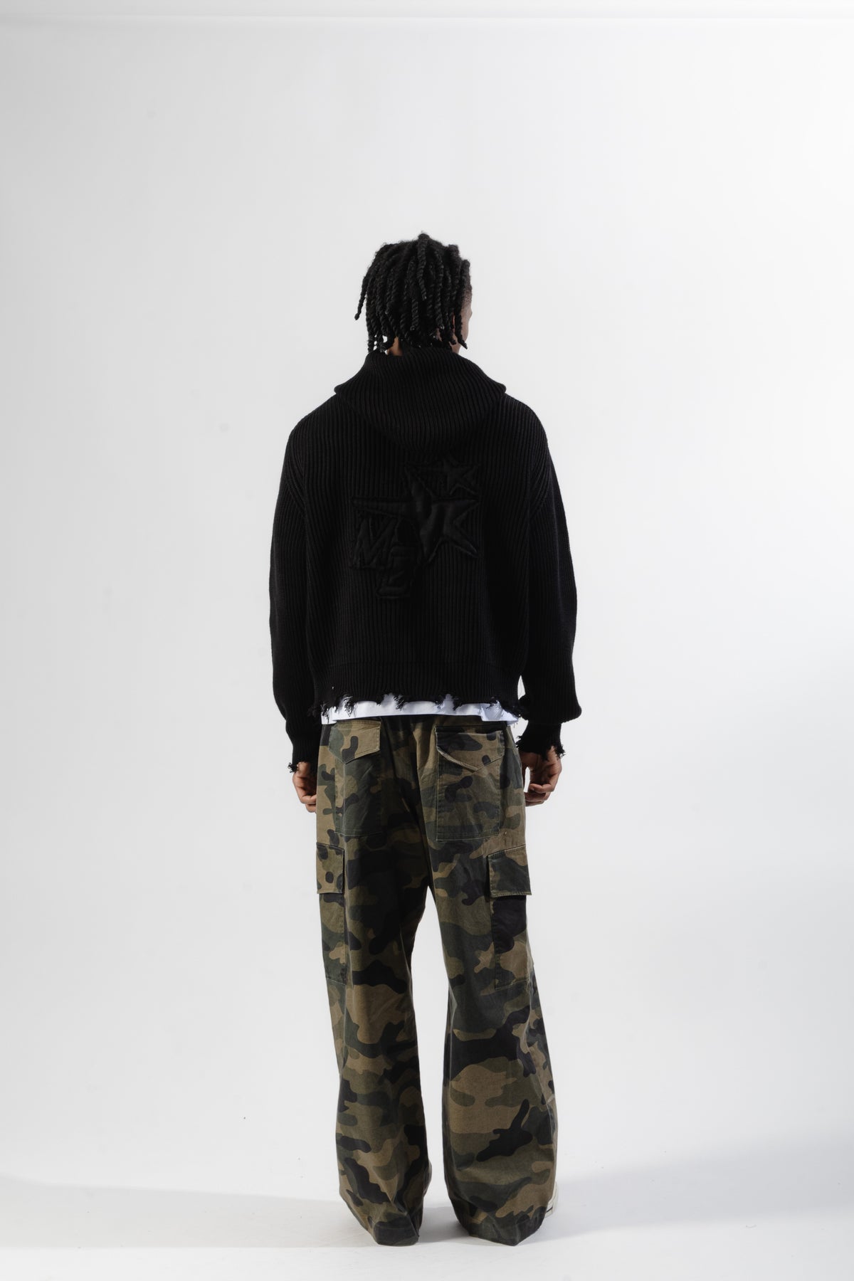 Black Full-Zip Knit Hoodie