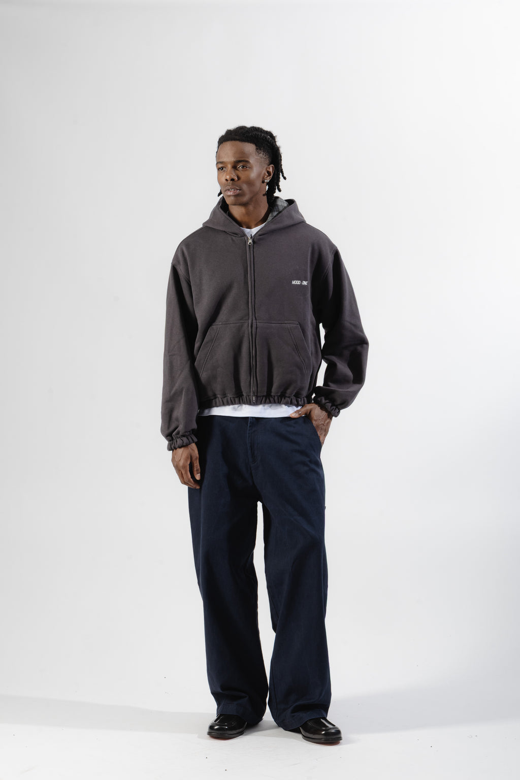 Charcoal / Grey Tartan Reversible Zip Hoodie