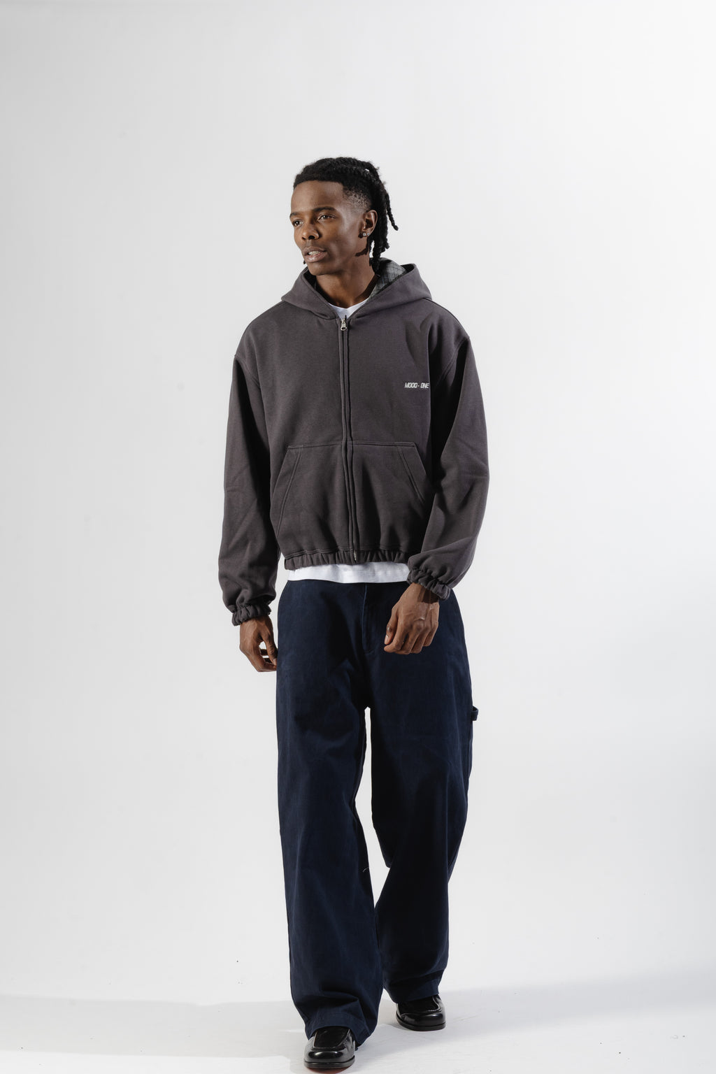 Charcoal / Grey Tartan Reversible Zip Hoodie