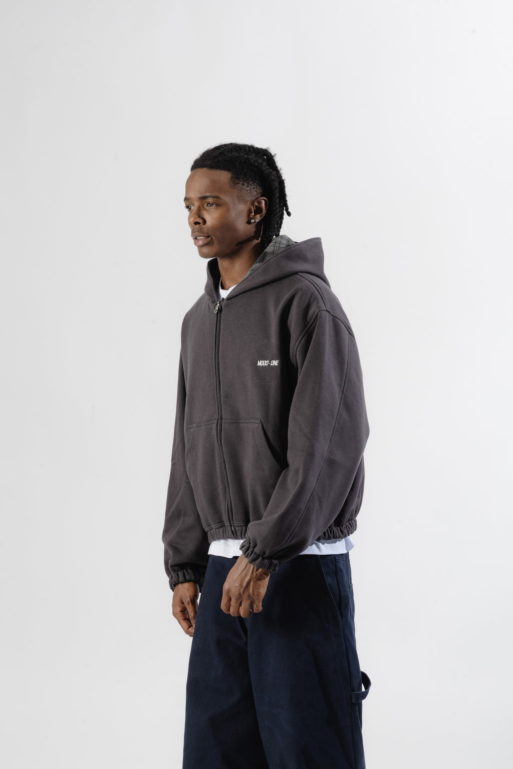 Charcoal / Grey Tartan Reversible Zip Hoodie