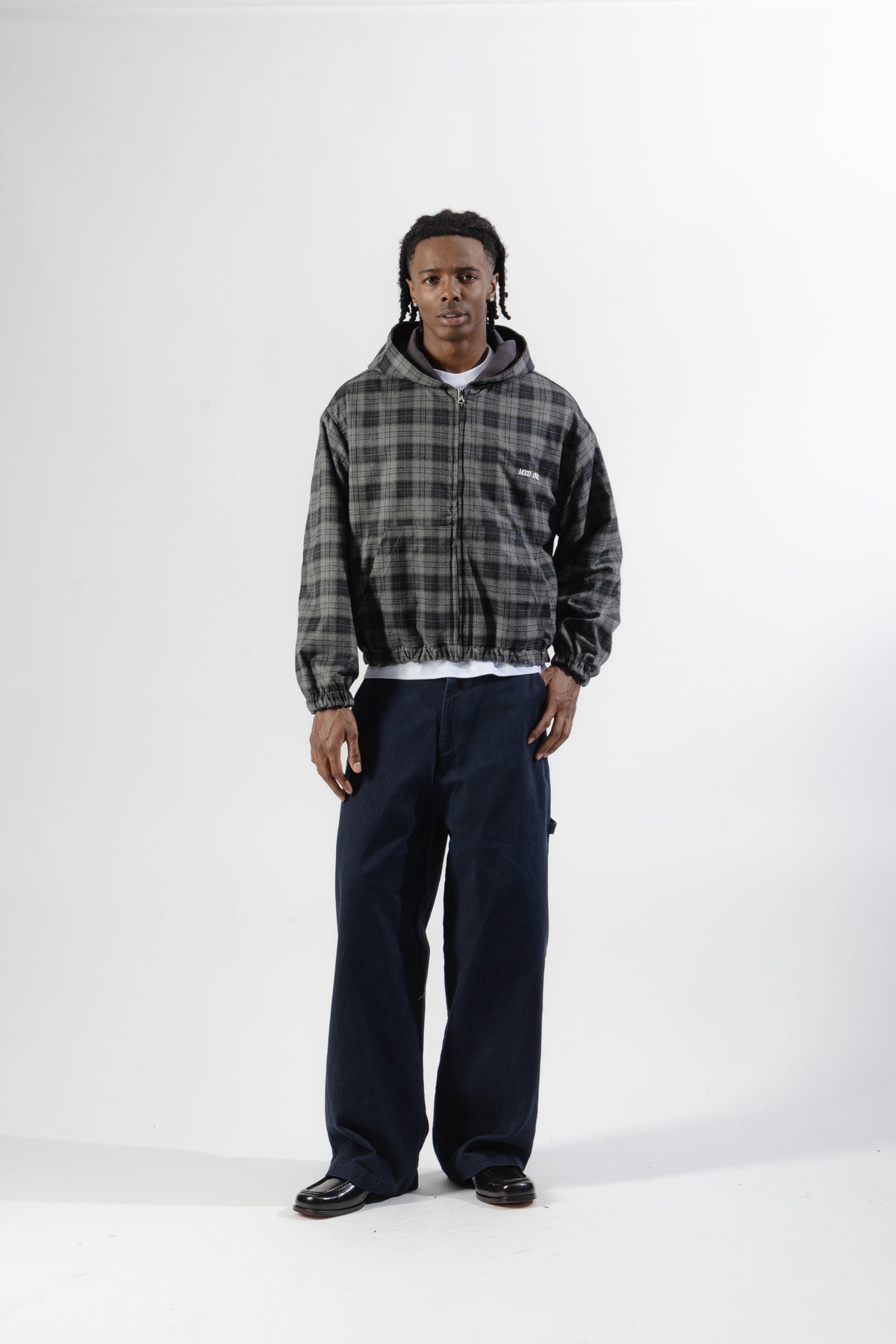 Charcoal / Grey Tartan Reversible Zip Hoodie