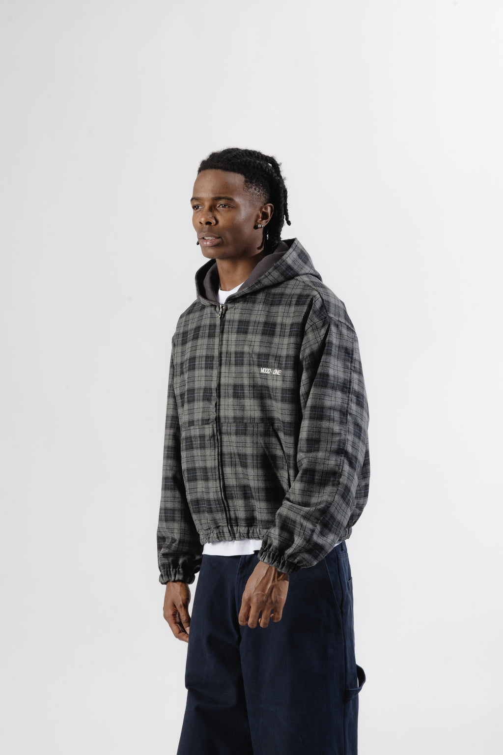 Charcoal / Grey Tartan Reversible Zip Hoodie