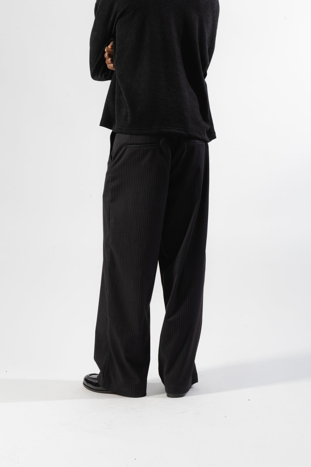 Black Pinstripe Baggy Tailored Trousers