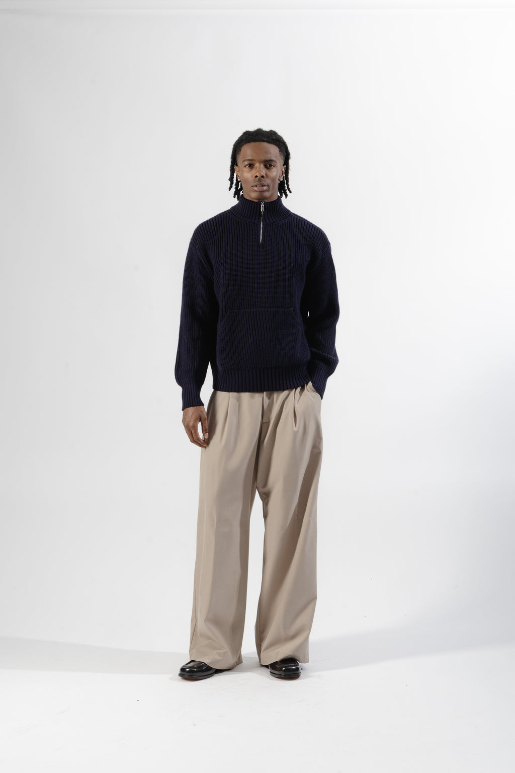 Blue Quarter-Zip Knit Sweater