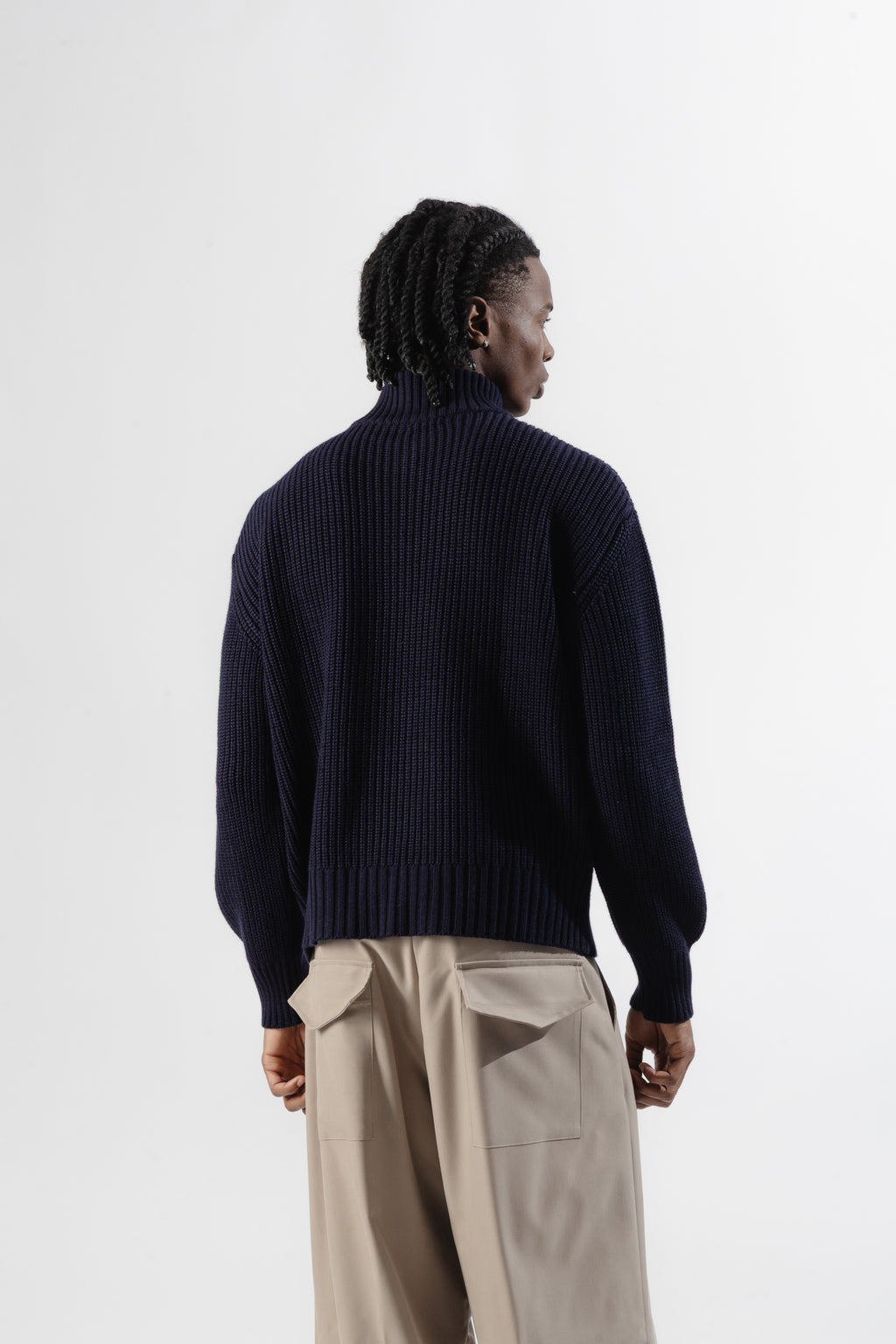 Blue Quarter-Zip Knit Sweater