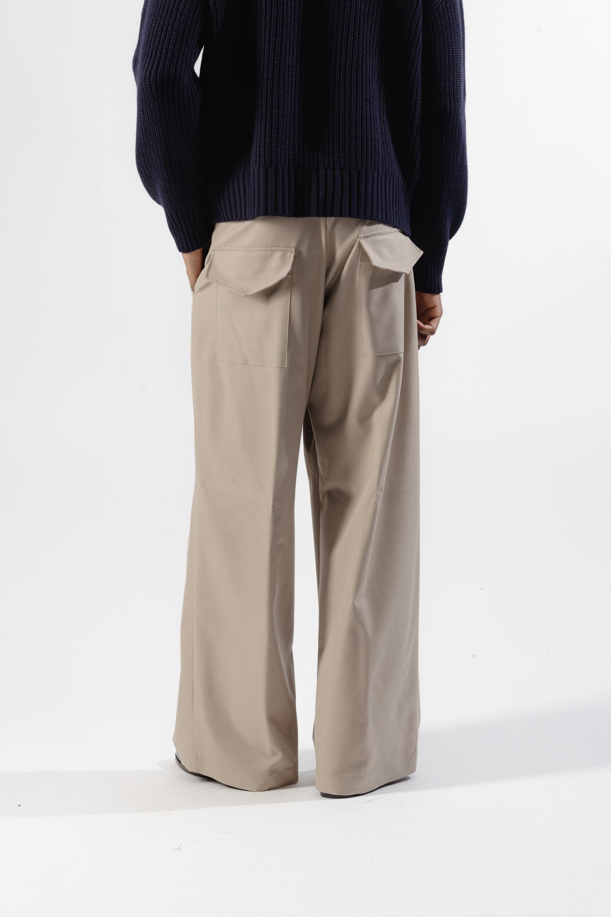 Beige Wide Leg Trousers