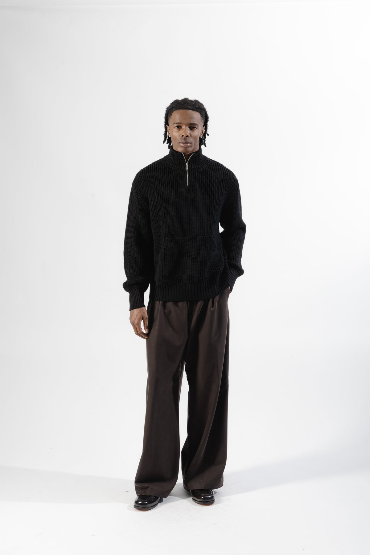 Black Quarter zip Knit Sweater