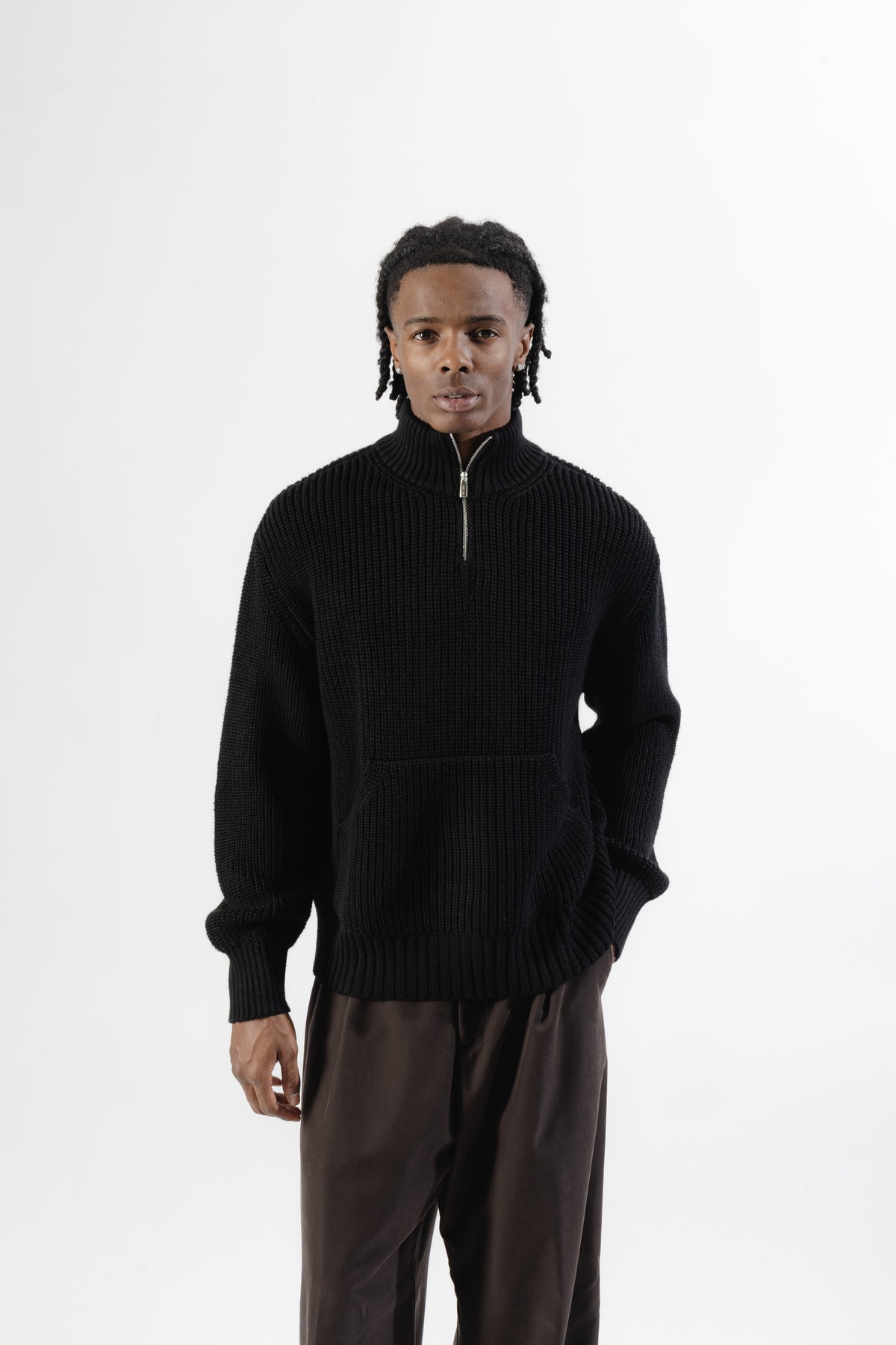 Black Quarter zip Knit Sweater