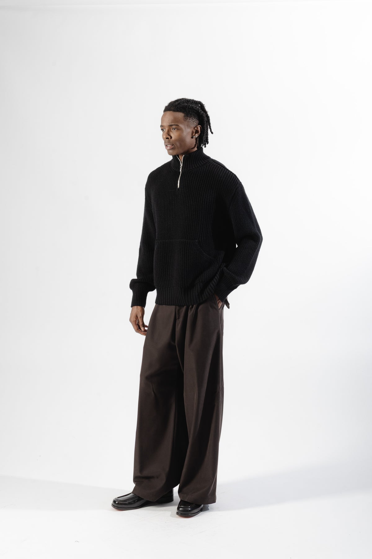 Black Quarter zip Knit Sweater
