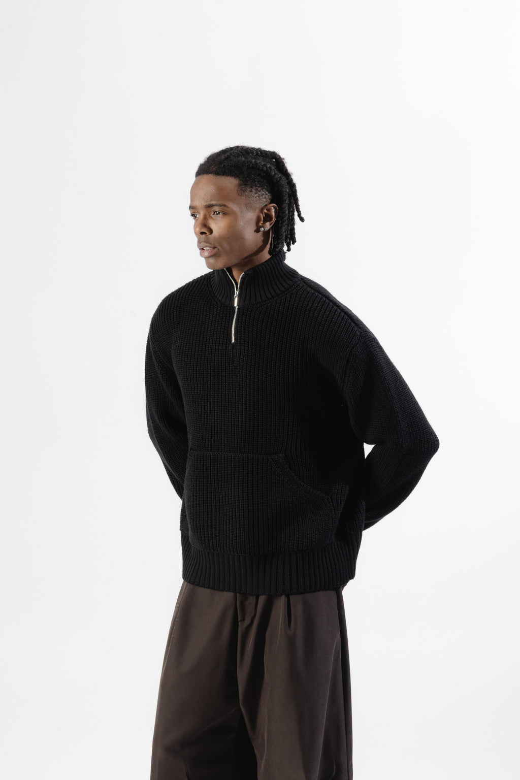 Black Quarter zip Knit Sweater