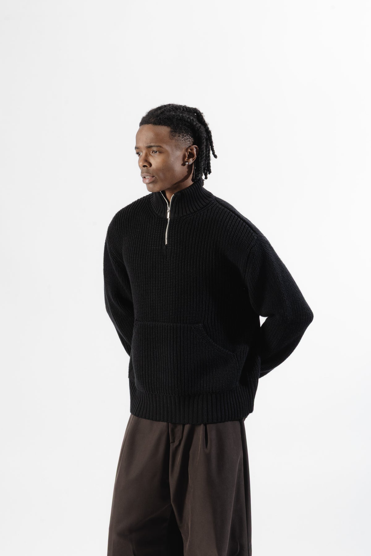 Black Quarter zip Knit Sweater