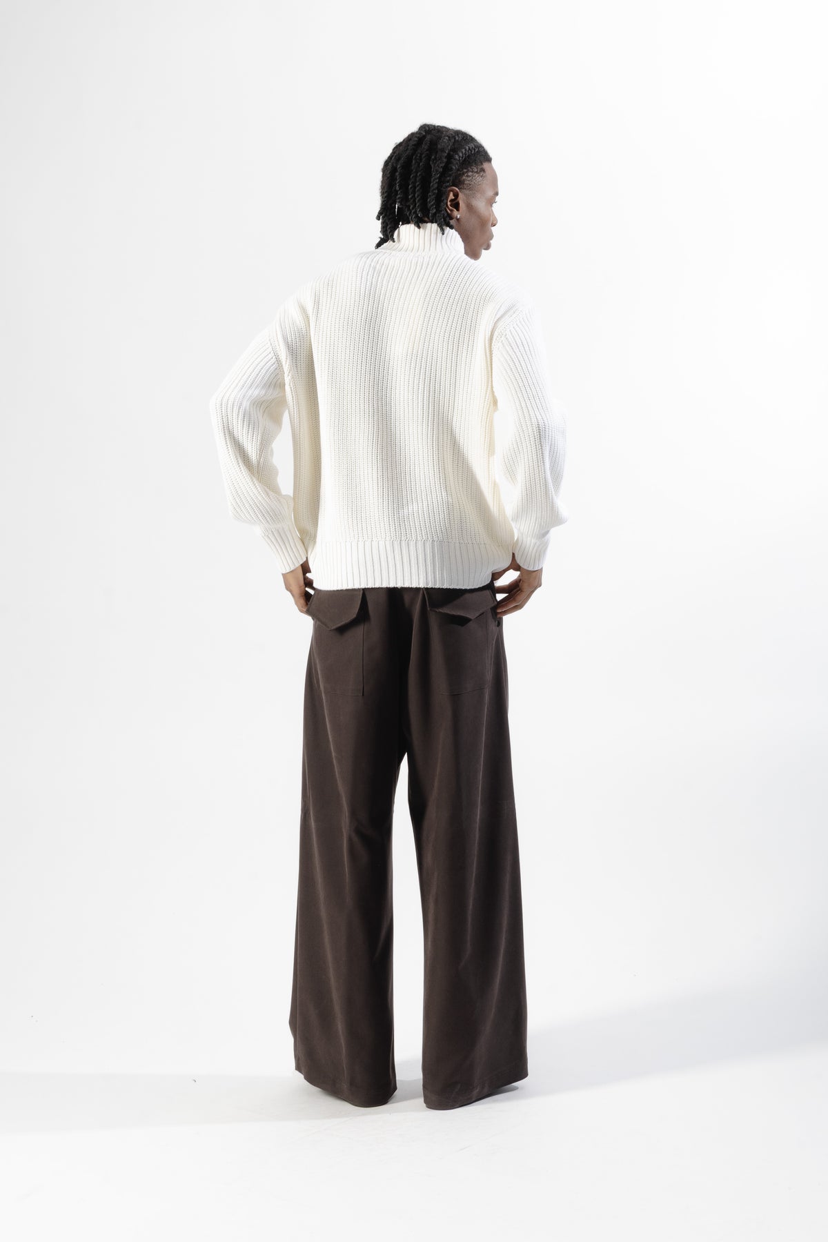 Cream Quarter Zip Knit Sweater