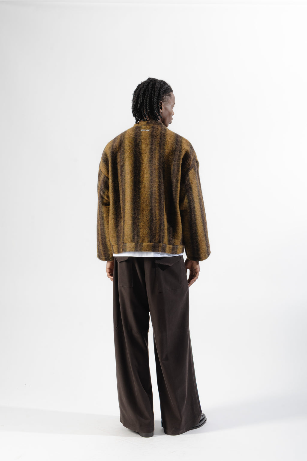 Mustard / Dark Brown Mohair Cardigan